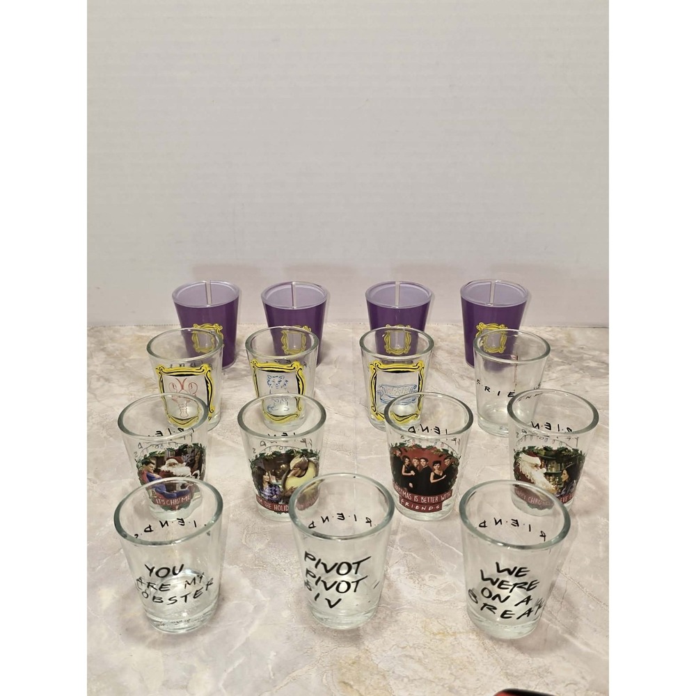 Friends Shot Glass Lot GUC‎ 15Pc TV Show Quotes Holiday Party Barware